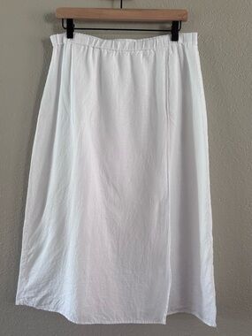 Eileen Fisher Organic Linen Midi Skirt Small Minimalist